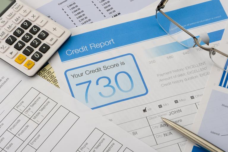 Paperwork showing a person's credit score